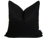 Black Pillow Cover - Decorative Outdoor Cushion - Modern Raven Sunbrella - 16 18 20 Inch