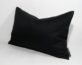 Black Pillow Cover - Decorative Outdoor Cushion - Modern Raven Sunbrella - 12X18 or 14X20 inch