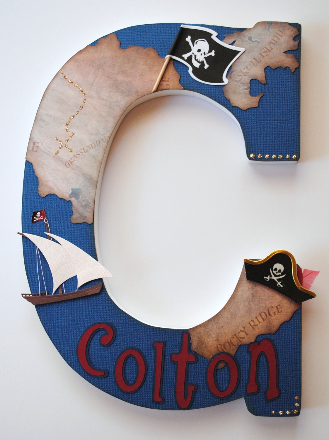 Custom Wooden Wall Letters - Hanging Letters - Nursery Letters - Pirate Theme