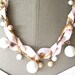 Pearl and Ribbon Bridal Vintage Wedding Bridesmaid Necklace Twisted Satin Pearls - Think Pink Necklace