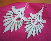 Vintage Inspired 925 Sterling Silver White Lace Long Chandelier Earrings Mob, Bride, Bridesmaids, flower girls, birthday gift, Sweet 16