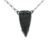 Triangular Black Jade Silver Necklace - Jet Bull