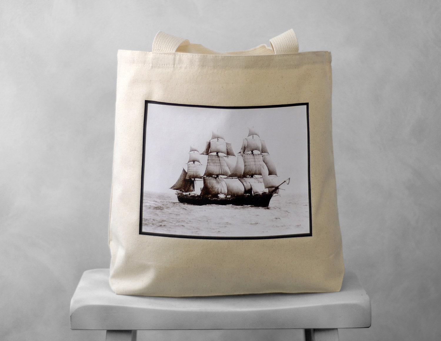 The Volage - Vintage Photograph - Natural or Black Canvas Bag - Carryall Tote