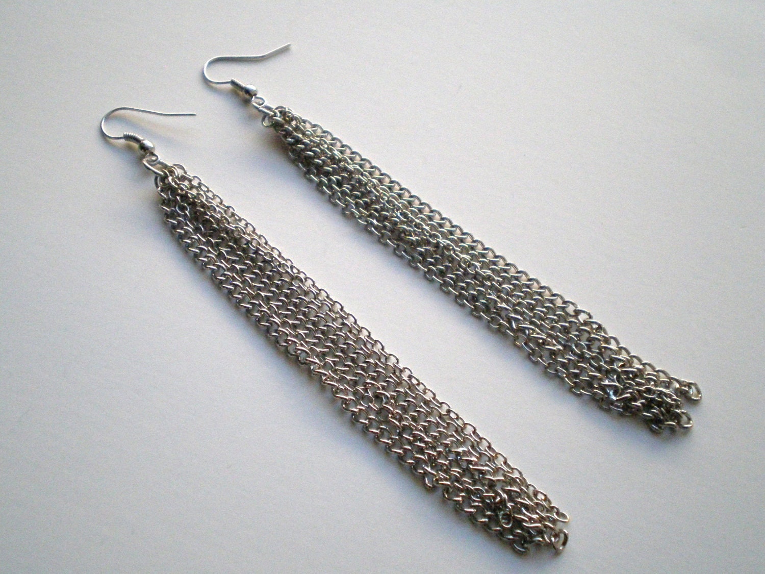 Silver Tassel Chain Earrings