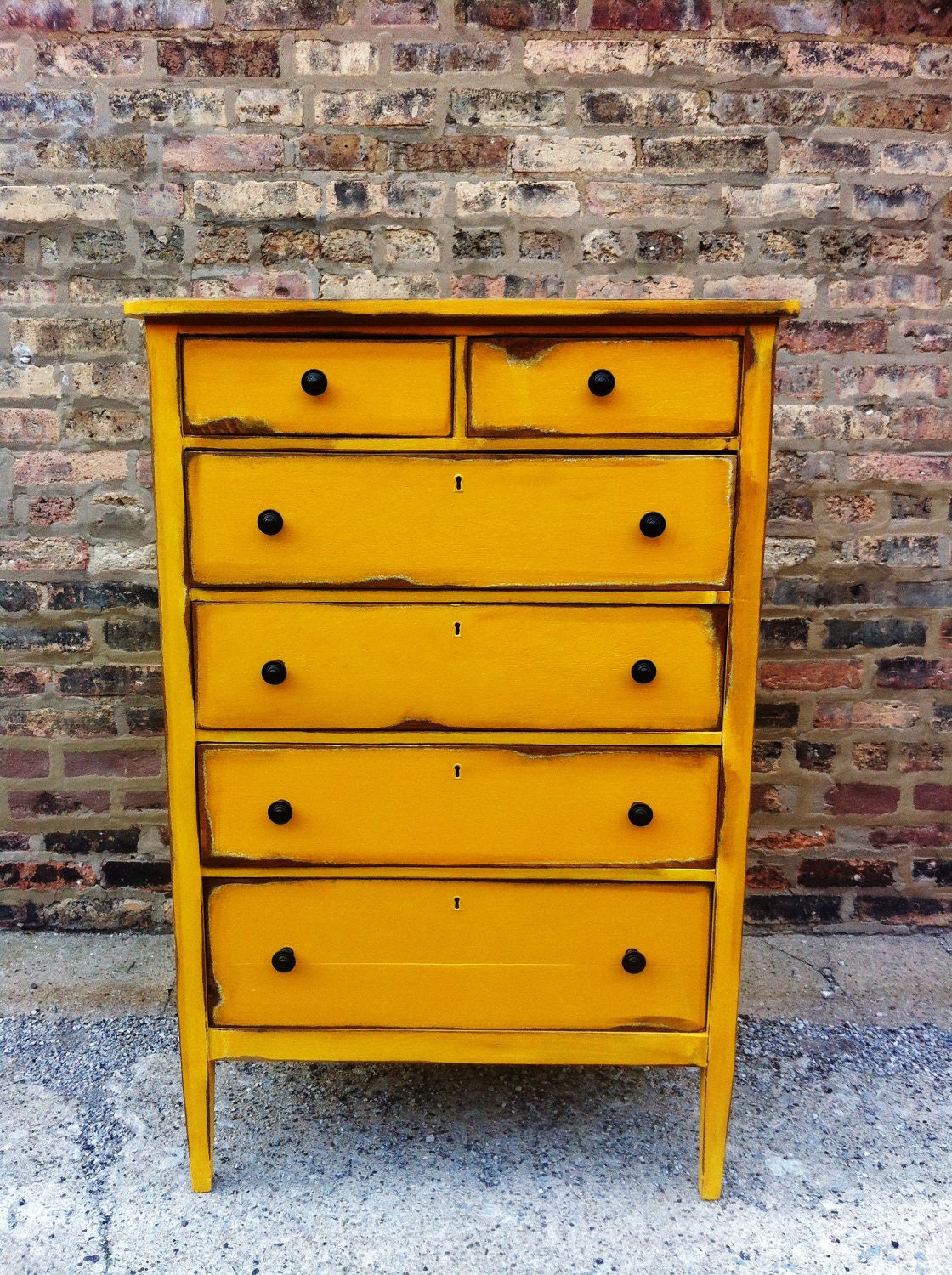 distressed yellow furniture