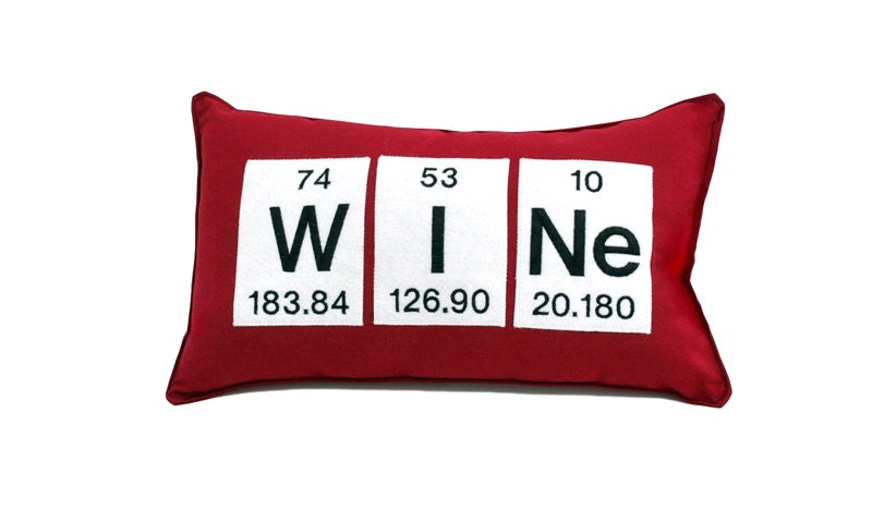 Wine Chemistry Periodic Table Chemical Element  Cotton Pillow
