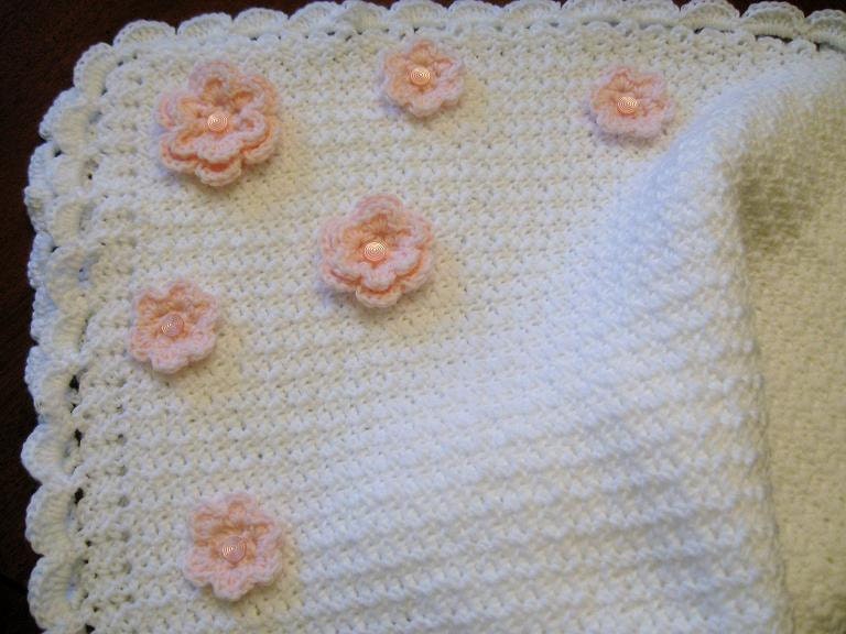 White Newborn Baby Girl Afghan MADE TO ORDER
