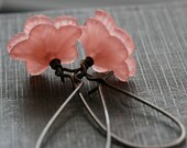 Flower  Earrings, Long Flower Earrings, Dangle Earrings, Kidney Earwires, Long Earrings - Hibiscus