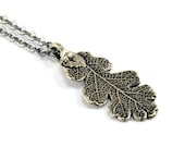Oak Leaf Necklace - White Bronze