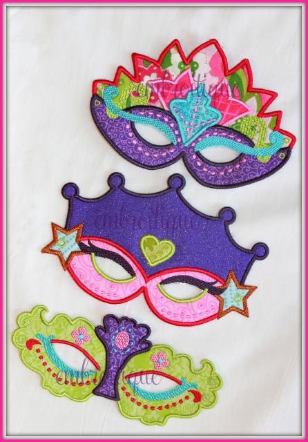 In The Hoop -Princess Mask set - Halloween - Mardi Gras - Machine embroidery design applique