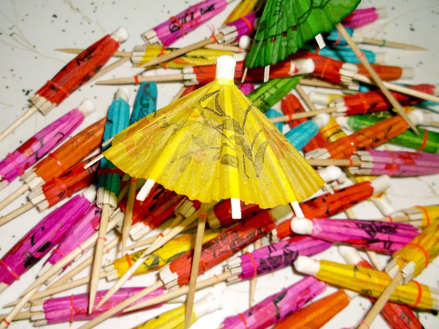 Colorful Vintage Paper Cocktail Umbrellas . . . 50 count