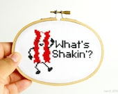 DIY Nerdy Cross-Stitch Kit - What's SHAKIN' BACON 007- Complete with Geeky Beginner Embroidery Tutorial