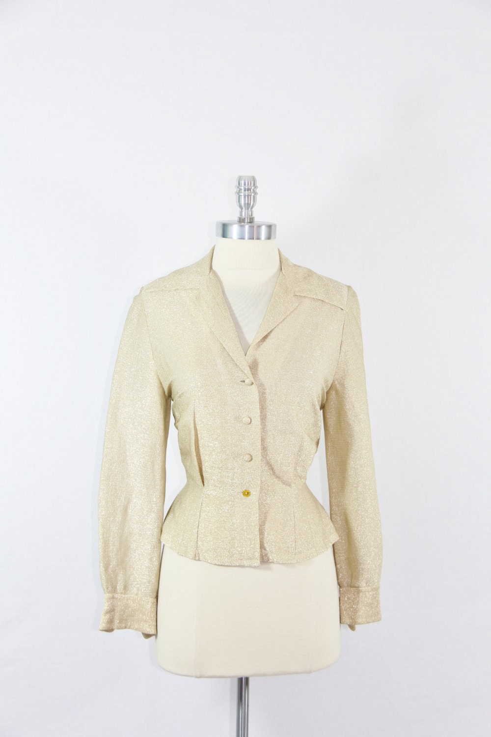 1950s Vintage Top - Pin Up Gold Lame Starlet Blouse