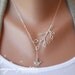 Bud Branch and Little Bird Lariat - silver grey white dainty pendants - sterling silver chain - morganprather