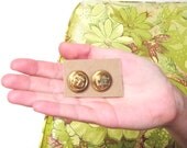 80s Gold Sailor Anchor Button Earrings