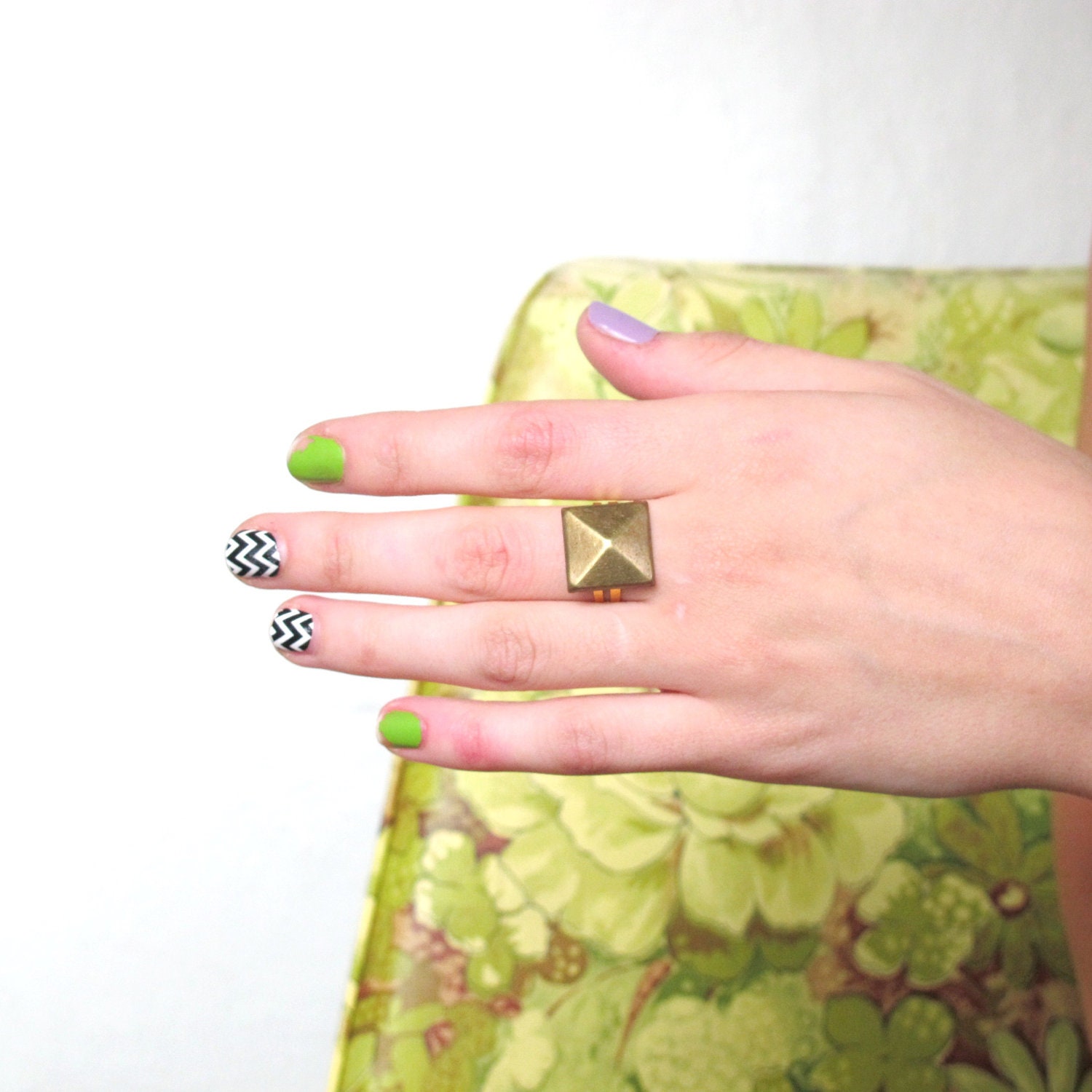 S A L E Pyramid Brass Studded Handmade Adjustable Ring