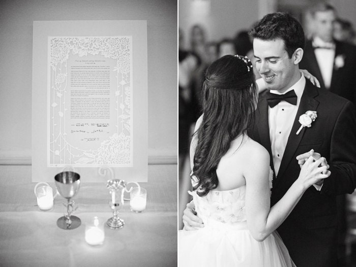 Laser Papercut Ketubah - Peony Frame
