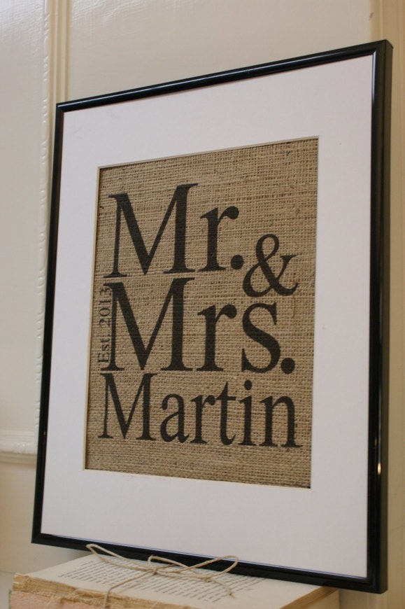 Personalized Mr. & Mrs. Burlap Artwork