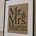 Personalized Mr. & Mrs. Burlap Artwork