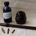 Calligraphy - Drawing Dip Pen set, 5 vintage nibs, a handmade double pen, handmade inkwell, and acorn ink.