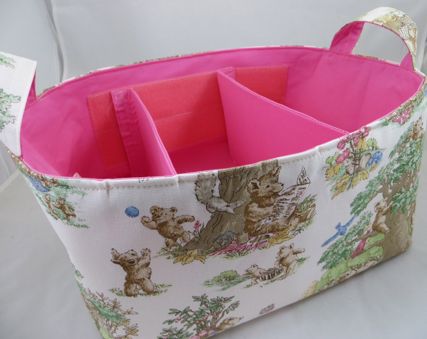 SALE Diaper Caddy, Fabric organizer bin with adjustable and removable dividers 12 x 10 x 7