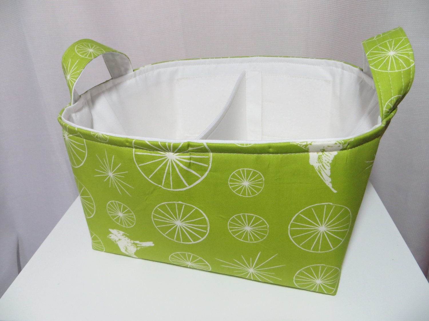 SALE Diaper Caddy, Storage Bin Basket Container Organizer with adjustable divider 10 x 10 x 6 LAST ONE