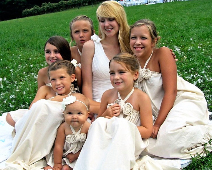 Ivy..natural cotton rustic flower girl dress  size 0-24 months