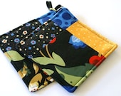 Modern Quilted Potholder Set - Floral and Jewel Tones