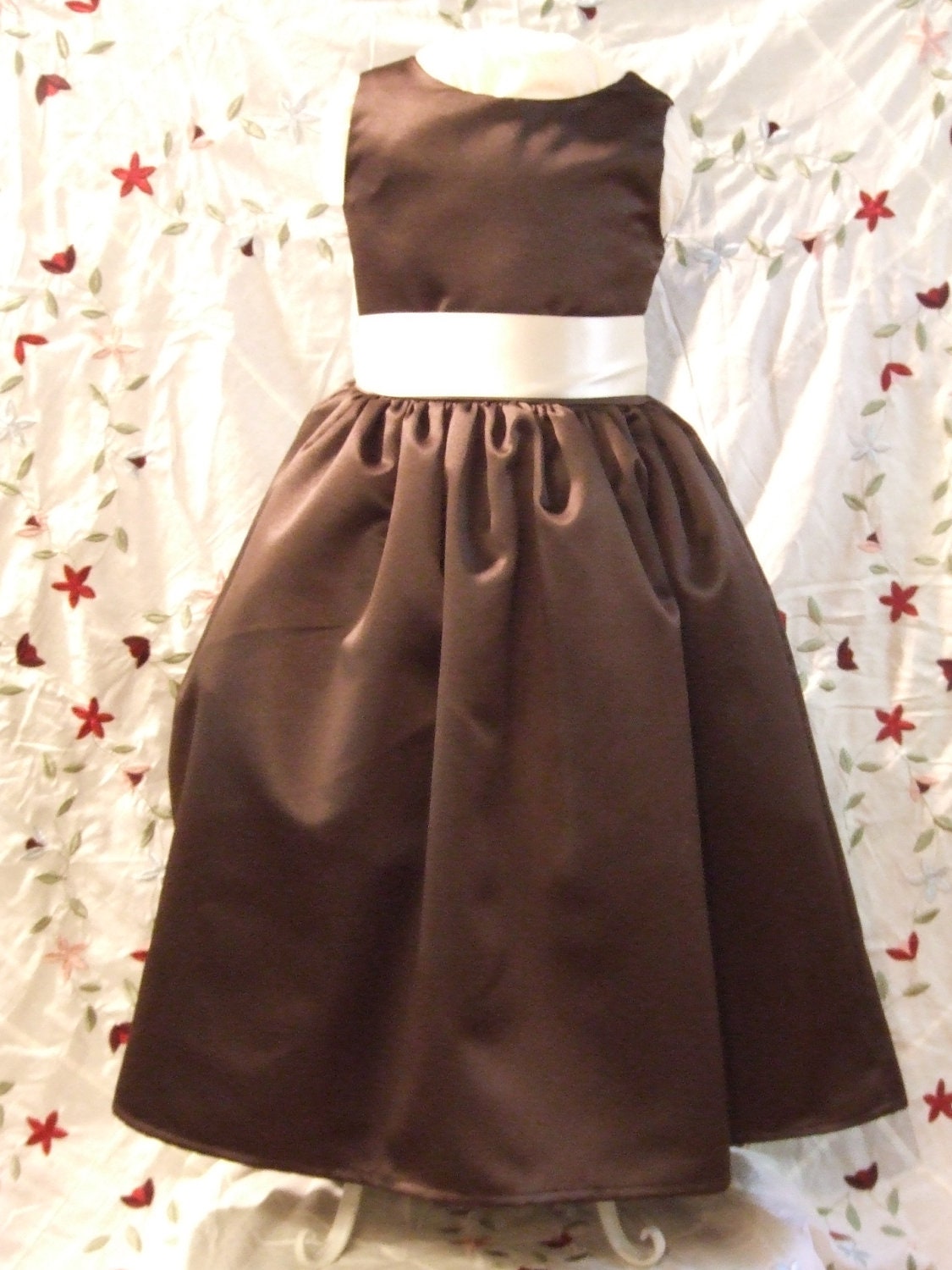 Brown Satin Flower Girl Dress