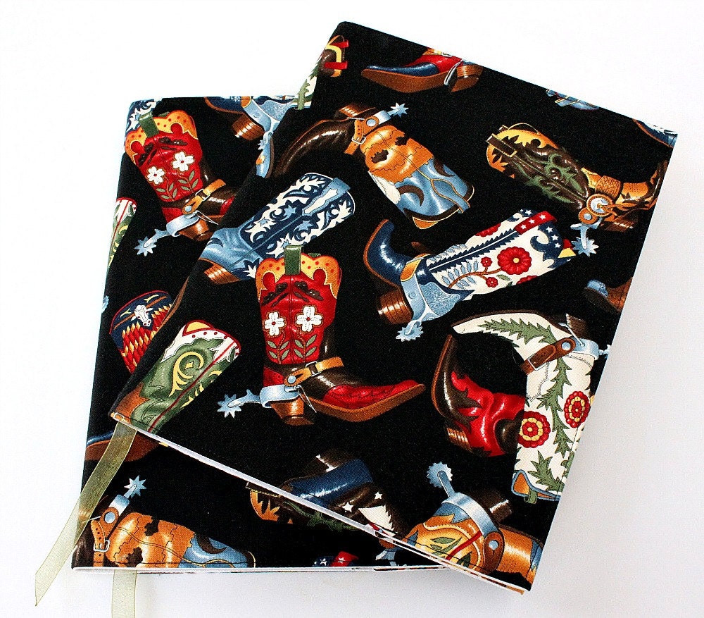 Fabric journal cover for composition notebooks - reusable notebook cover - Boots