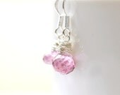 Pink Drop Earrings Genuine Gemstone on Sterling Silver Mystic Pink Quartz Briolette Earrings