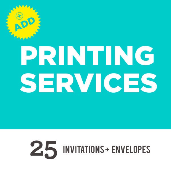 Add On Digital Printing Services - 25 invitation cards & envelopes