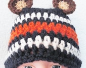 Beary Cute Hat Hand-crocheted Chicago Bears Inspired Baby Beanie with Ears By Distinctly Daisy