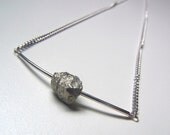 Pyrite Asteroid Necklace - Raw Pyrite Nugget with Rhodium Silver Chain - Fools Gold