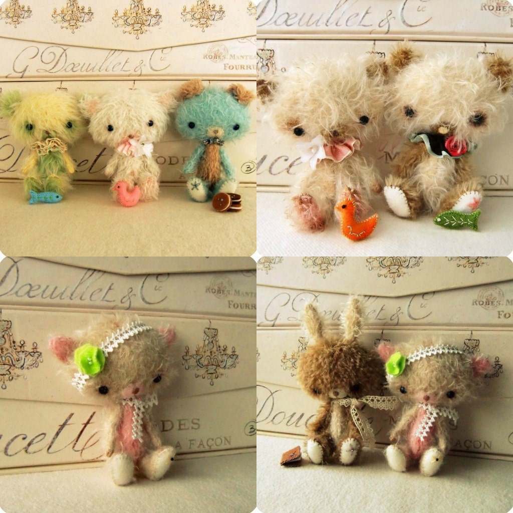Mohair Animals - Bunny, Bear, Puppy and Kitten - pdf Pattern