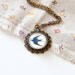 Swallow Necklace. Blue Bird Necklace. Vintage & Tattoo Inspired. Bronze Cameo, Glass Dome.