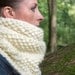 Chunky Knit Cream Infinity Loop Winter Scarf - Meringue