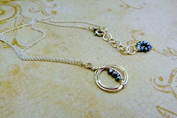 Handmade, Small, Silver FILLED and Pearl Pendant Necklace, Signature Design - Can Be Customized