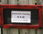 6X12 Picture Frame Distressed Red Black Frame Wooden