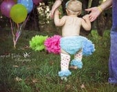 Chiffon Ruffle Bum Bloomers and Legwarmers Set - Rainbow Dots