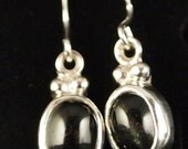 Sterling Silver and Black Diopside Drop Earrings