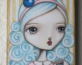 RESERVED for Seraphina-SALE-Original Acrylic Painting on Canvas-Miss Blueberry Pie