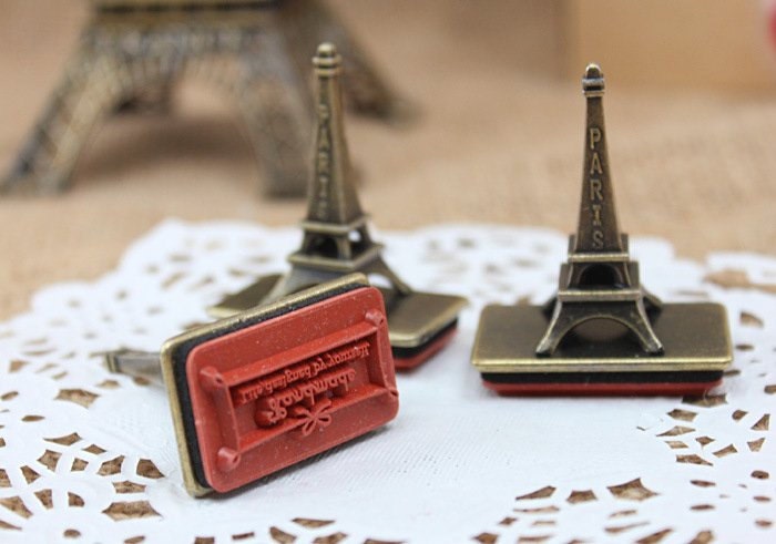 HANDMADE Eiffel Iron Tower RETRO SEAL craft diary rubber stamp