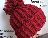 crochet pattern hat,  num 49  .UNISEX TOUQUE. no fail, men , womens, teens, childrens, Beginner crochet, Instant Download