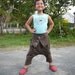 KID' s Unisex Pants - Dark Brown Stretch Cotton Drop Crotch Pants With 1 Patched Pocket