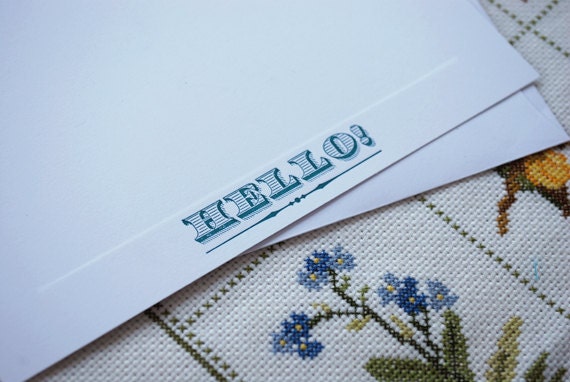 Hello Letterpress Notecards - Set of 5
