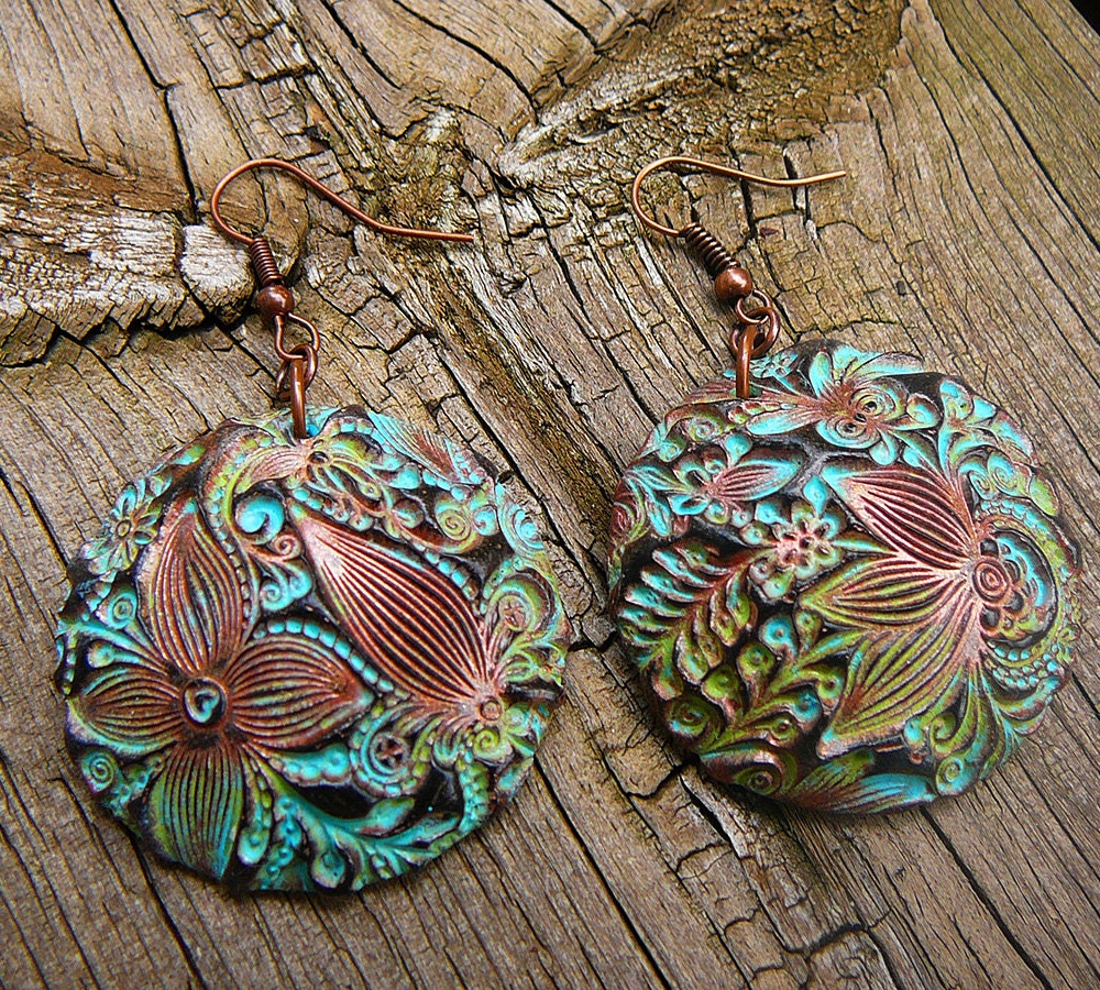 Flower doodle polymer clay earrings