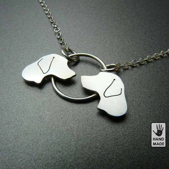 Two labradors , sterling PENDANT , sterling silver chain 18 inch