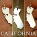 CALIFORNIA  State, sterling silver pendant, sterling silver chain, custom heart