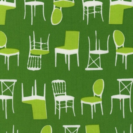 Perfectly Perched by Laurie Wisbrun for Robert Kaufman -  Stacked Chairs AWN-12851-7 GREEN